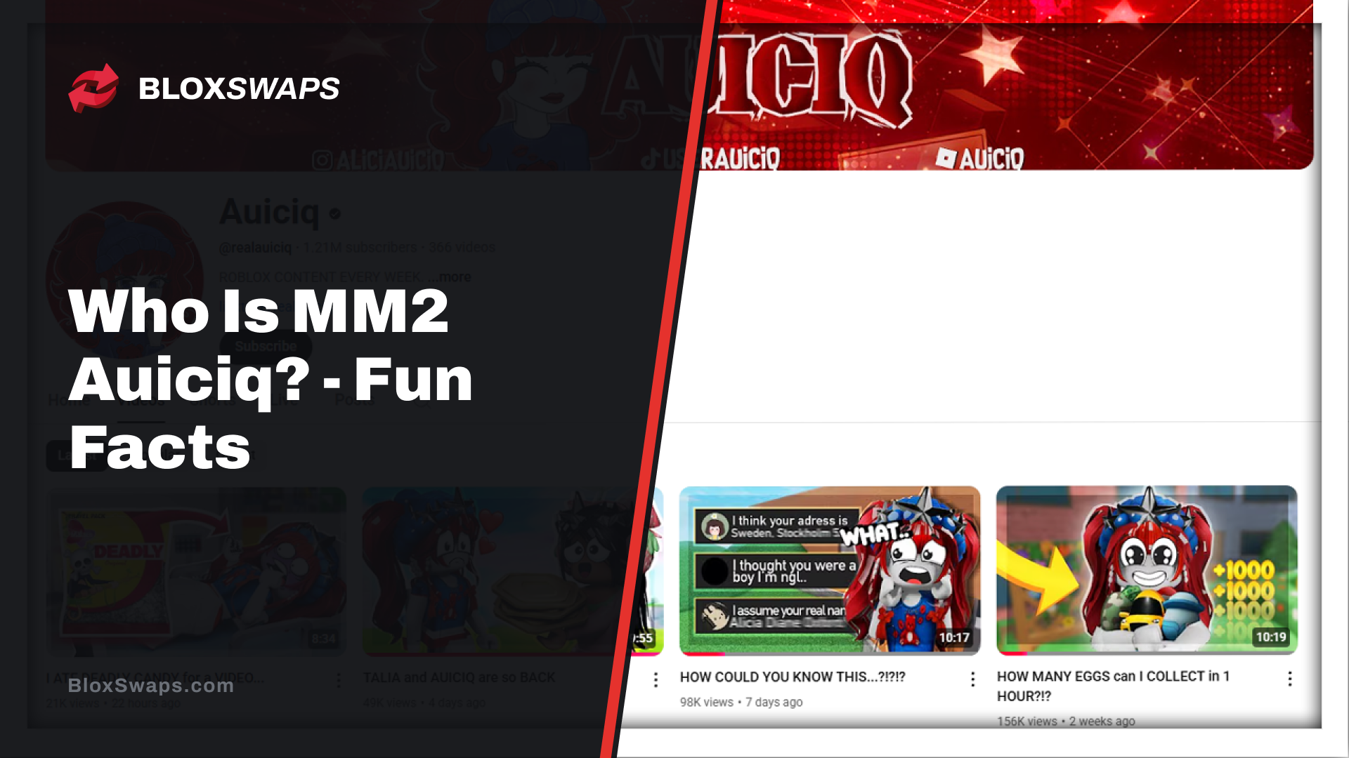 An image showcasing Auiciq's MM2 channel.