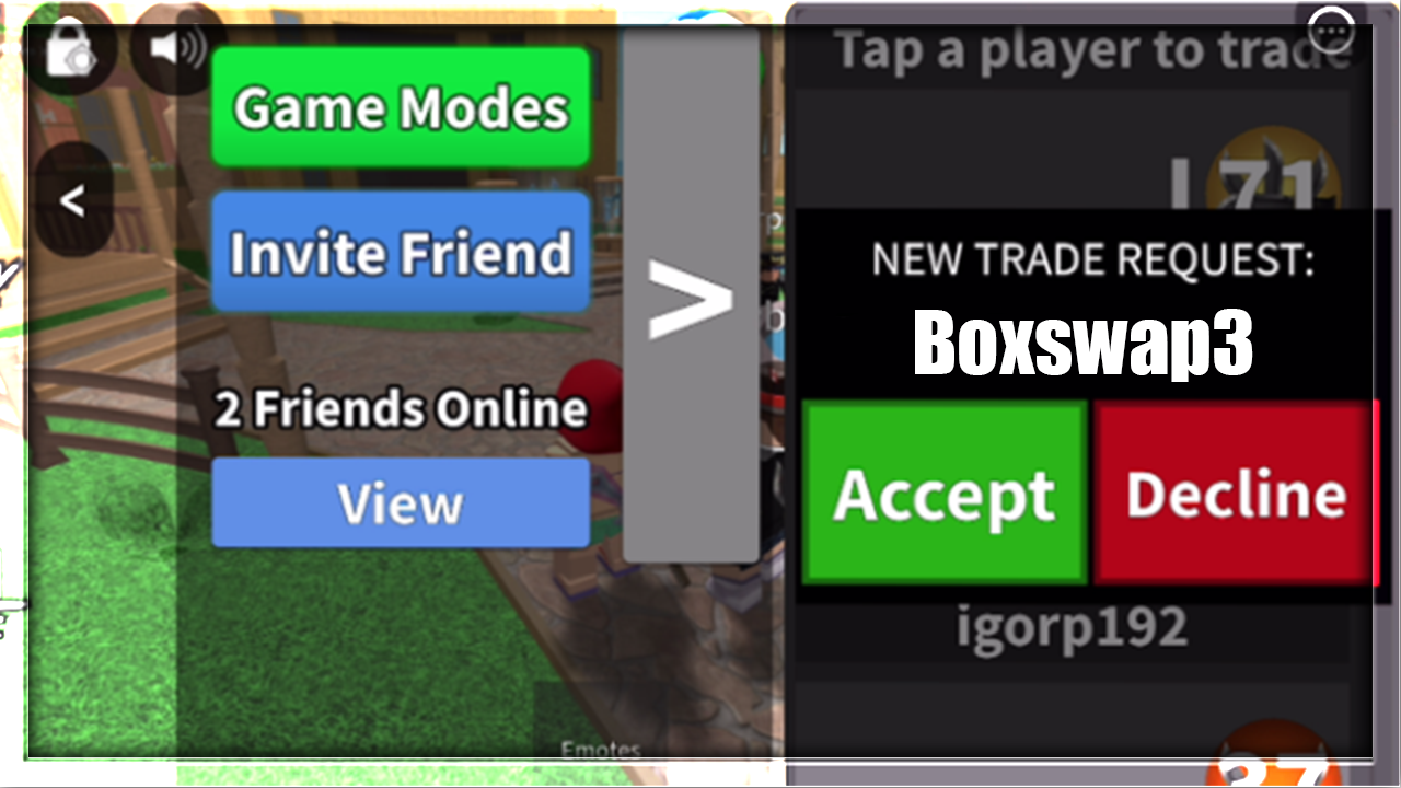 Showcasing what it looks like to accept an MM2 trade when using a Mobile or Tablet.