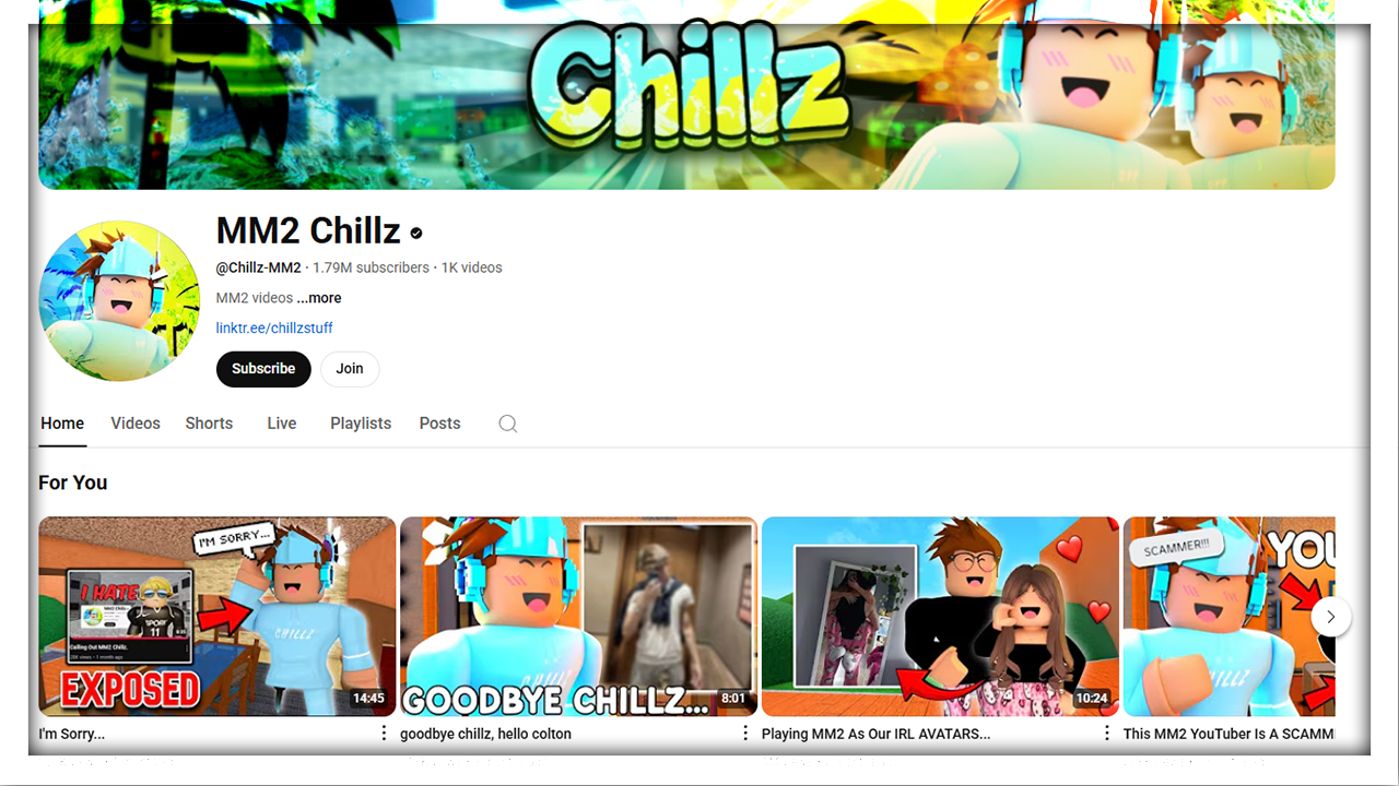 A picture showcasing MM2 Chillz Youtube channel