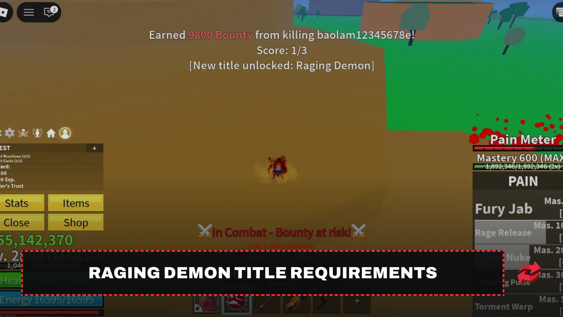 Raging Demon title unlock notification